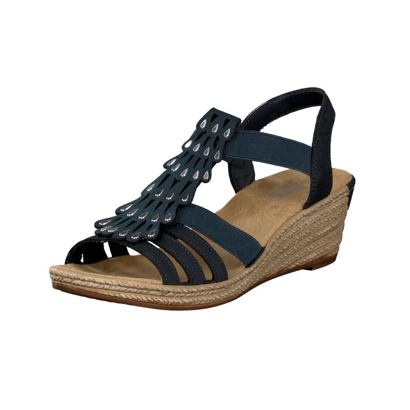 Sandalias Cunha Rieker 62436-14 Para Mulher - Azuis